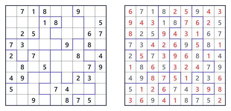 Sudoku puzzle examples with completed and partially filled grids  