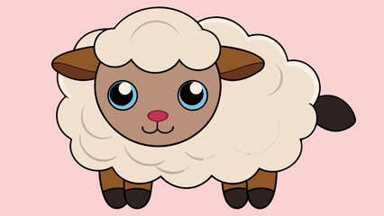 Fototapeta premium Adorable cartoon lamb character with pink background character illustration friendly livestock agriculture ruminant creature colorful farmyard domestic adorable artistic background