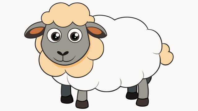 Friendly cartoon sheep illustration standing vector with character illustration friendly livestock agriculture ruminant creature colorful farmyard domestic adorable artistic standing