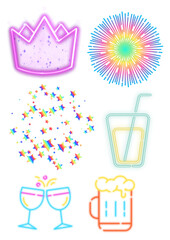 Fototapeta premium Neon Party Drinks Sign - Letreiro Neon de Drinks para Festa 