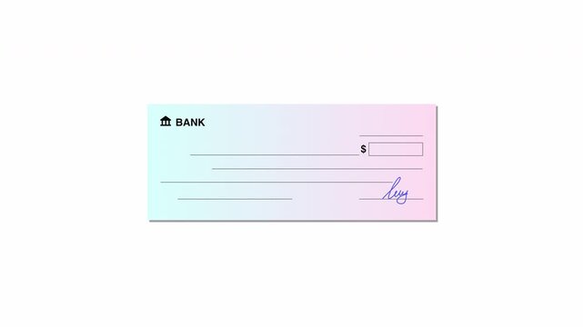 Bank Check Signing Animation with Hand and Signature