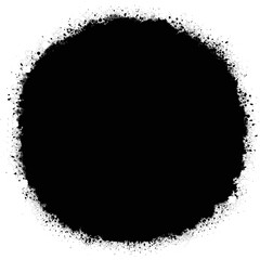 Fototapeta premium Ink Splatter Abstract: A vibrant abstract of black ink splatters, creating a textured and artistic circular form with a gritty, distressed edge.