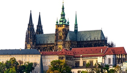 Obraz premium A large cathedral with spires and towers amidst smaller buildings