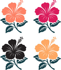 Hibiscus Flower Stencil Vector Tropical Hawaiian Floral Silhouette Icon © Md.Nazmul Haque