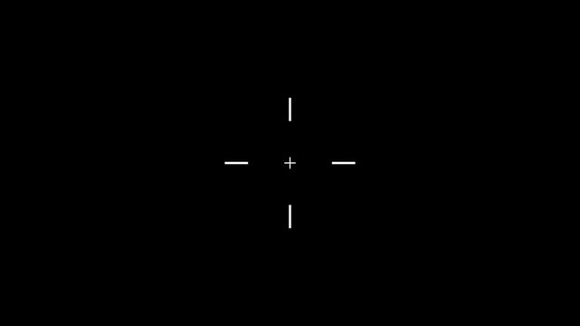 Crosshair target icon for focus concept animation on black background. Military target icon animation. Gun pointer and shouting concept. Crosshair, gun aim, sniper target concept with alpha channel