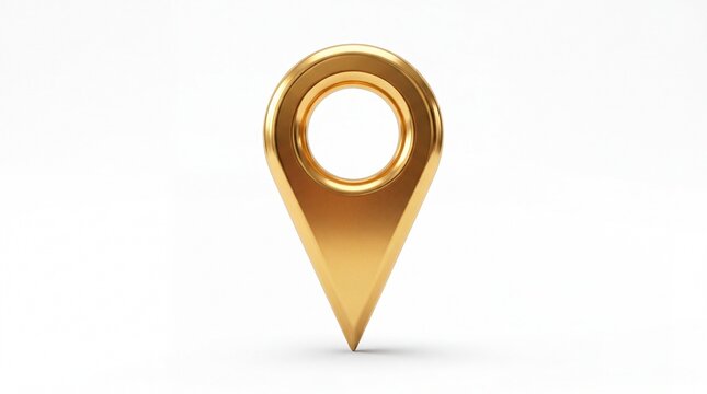 Shiny gold map pin icon for navigation and location