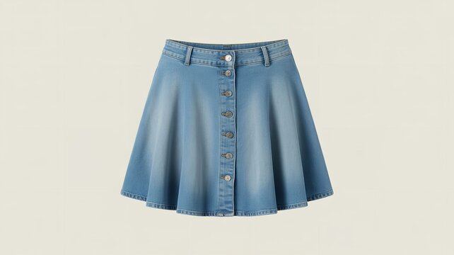 Fashionable Denim Skirt with Buttons
