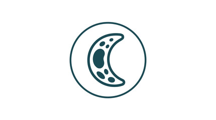 A stylized crescent moon icon with crater textures inside a circular frame. © Avis_Sunani