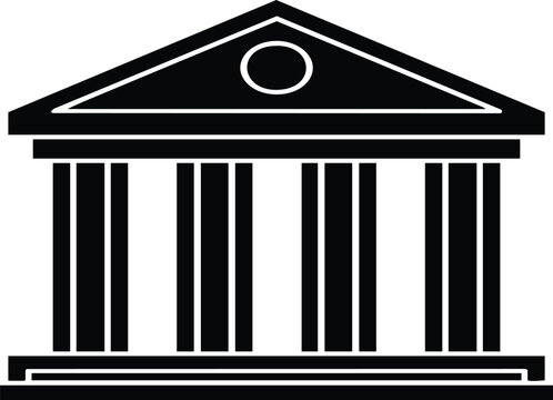 Black and white minimalist classical building facade architecture