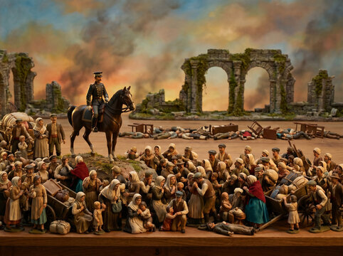サムソンとデリラ (Samson and Delilah &mdash; Baroque drama of betrayal) Wide Environmental Miniature Diorama