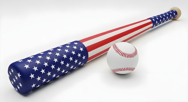 American flag baseball bat and ball still life patriotic sports equipment for usa themed designs