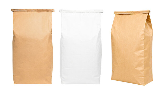 charcoal paper bag kraft and white isolated