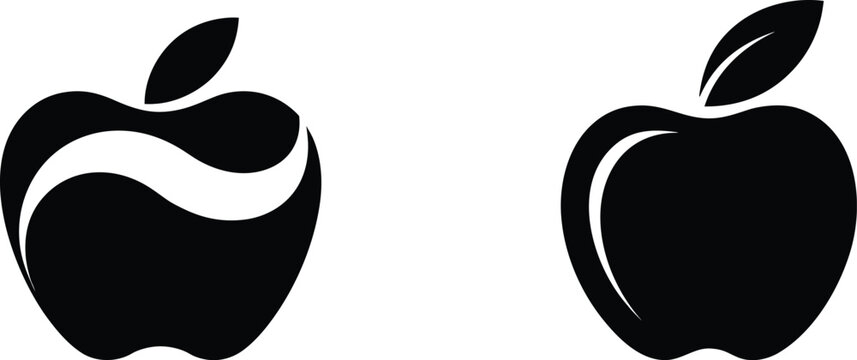 Apple fruit logo icon set healthy organic food symbol diet nutrition agriculture fresh gardening snack vegan ingredient.