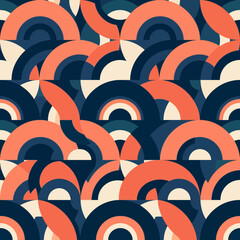 Fototapeta premium Vibrant geometric wave pattern in orange and blue