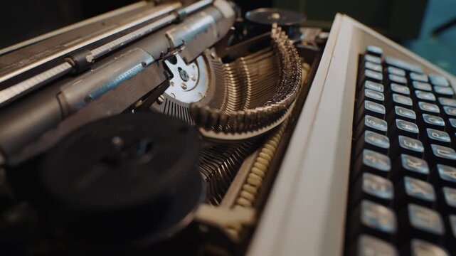 Vintage Typewriter Keyboard and Ribbon Mechanism