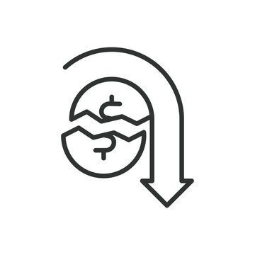 Debt repayment, icon in line design. debt repayment, money, arrow, finance, dollar, payment, refund on white background vector. Debt repayment editable stroke icon