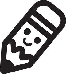 Fototapeta premium Cute doodle pencil eraser with outline for school, work, study in university. Black icon silhouette vector