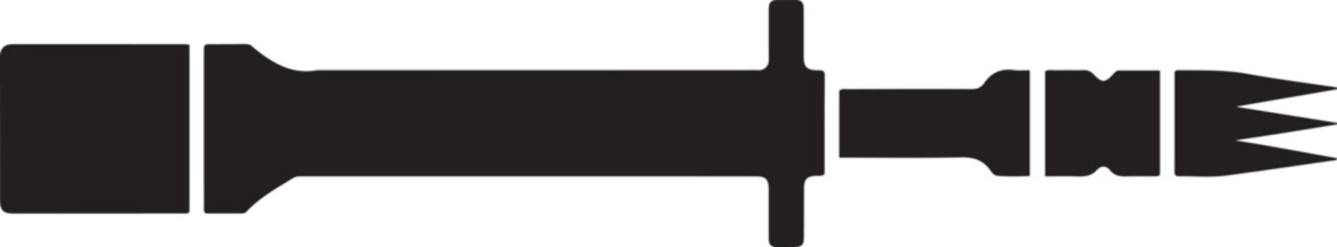 AR 15 assault rifle barrel, with attached flash suppressor. Black icon silhouette vector