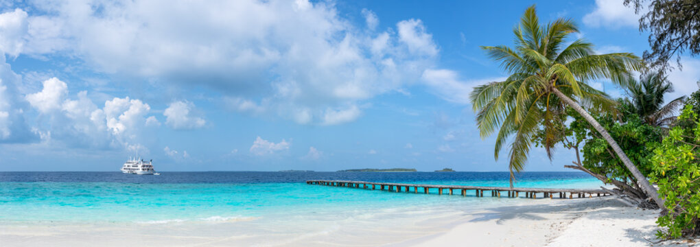 Tropical beach panorama, South Ari Atoll, Maldives
