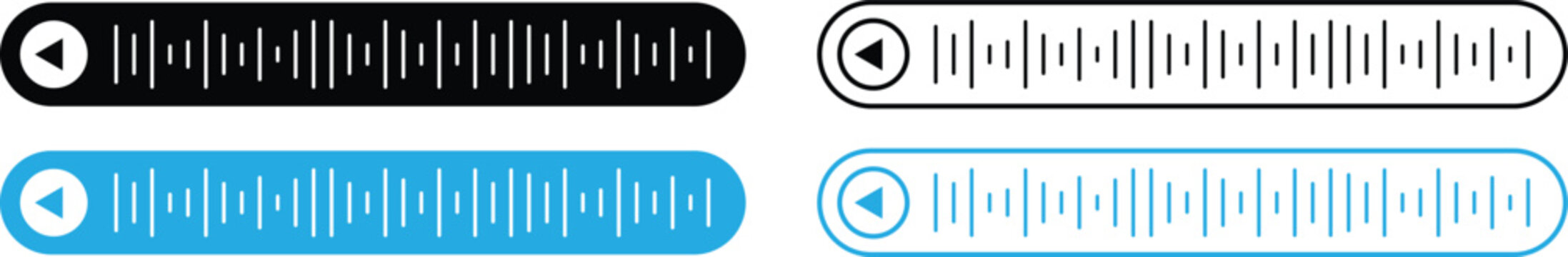 Audio Voice Message UI Elements and Sound Wave Player Bar Vector Illustration Set