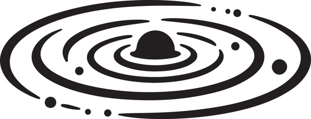 schematic spiral galaxy icon. Exploration of space and star clusters. Black hole in center of Milky Way galaxy. Black icon silhouette vector © mst