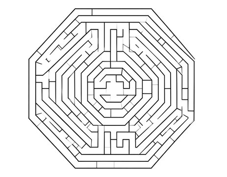 A complex, symmetrical maze with multiple paths and dead ends