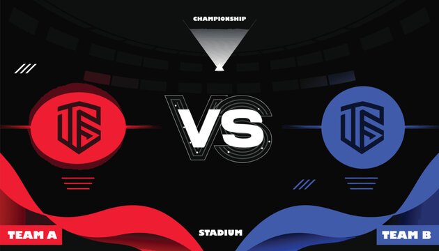Sports rivalry poster with team logos and stadium background