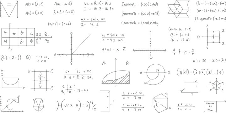 Scientific Calculation and Mathematics Chalkboard Illustration