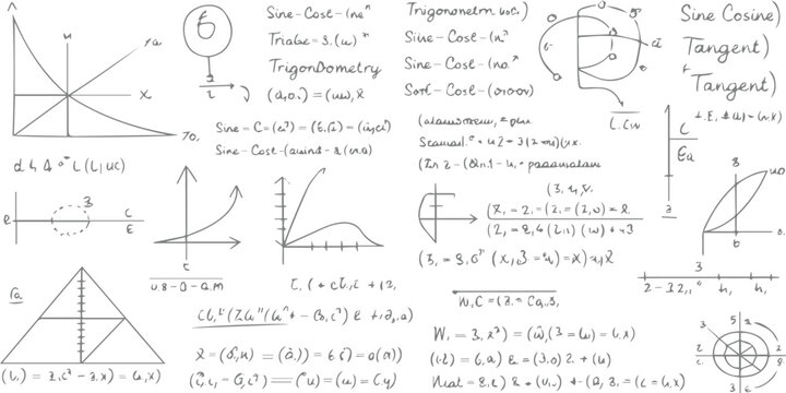 Engineering Mathematics Background with Hand Drawn Equations