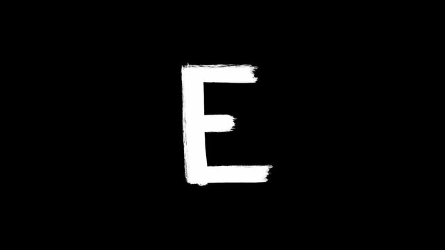 Animated Stop Motion alphabet. Hand written white paint brush letters isolated on black.