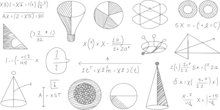 STEM Education Background with Mathematical Formulas and Geometric Shapes