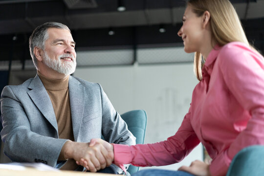 Business people, handshake and welcome for meeting, partnership deal and employee collaboration