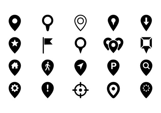 Set of 20 Map Location  icons vector	