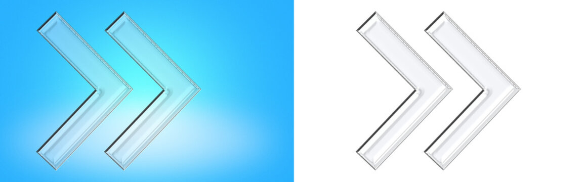 Glassmorphism Double Arrow Forward Navigation Button UI PNG
