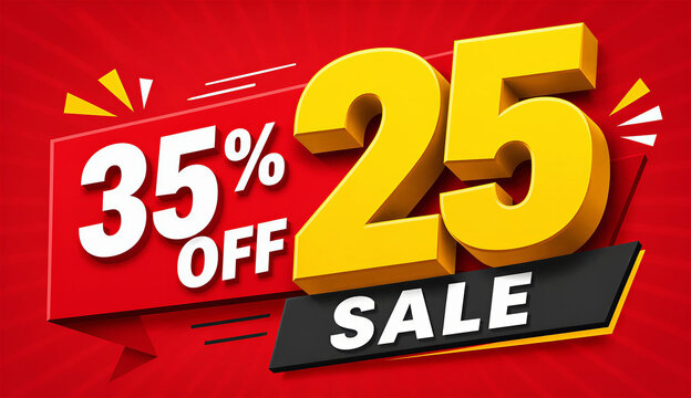  Promotional banner with a red background featuring "25% Off Sale" prominently displayed.