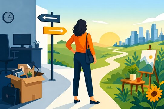 Career Reset Midlife Woman Crossroads Office Quit New Path