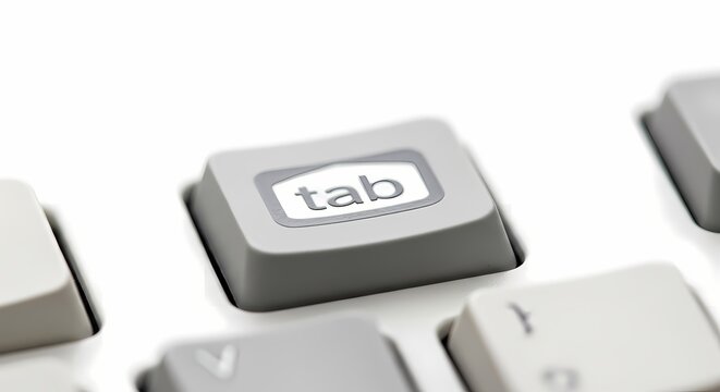 Tab keyboard key with soft focus with white background