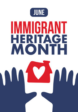 Immigrant Heritage Month in United States. Multicultural concept. American flag. Social media template. Vector illustration