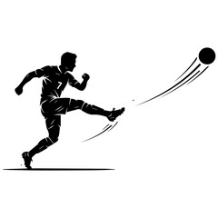 Obraz premium Athlete Kicking Soccer Ball in Dynamic Motion Silhouette Against Plain Background