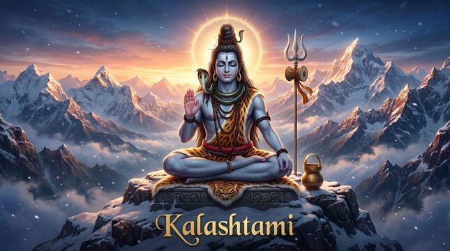 Happy Kalashtami Lord Shiva Himalaya Banner