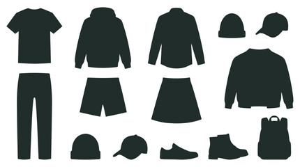 Fototapeta premium clothing items in silhouette t shirt hoodie jacket