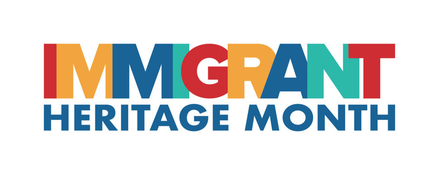 Immigrant Heritage Month in United States. Multicultural concept. American flag. Social media template. Vector illustration