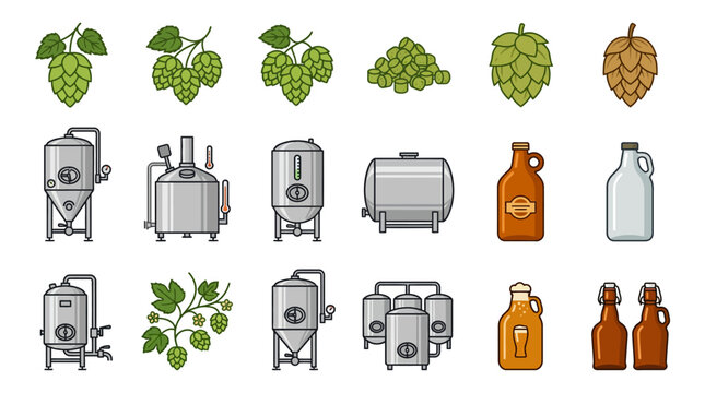 Beer Brewery Hops Bottles.