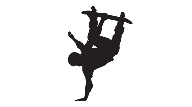 skateboarder performing trick silhouette skateboarding black white