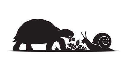 turtle and snail silhouette animal nature black © MDSHANTO