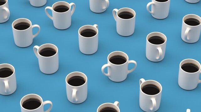 Cups of coffee in motion - background loop