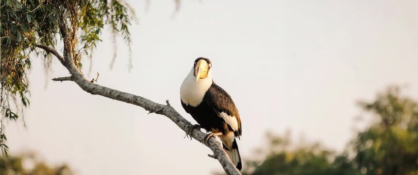 Rhinoceros Hornbill on Tropical Fig Tree