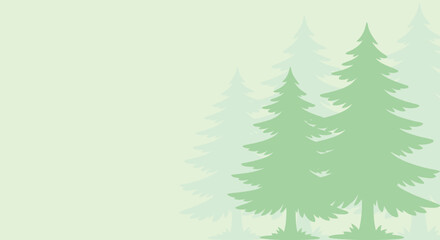 Obraz premium Pine trees in soft green vector forest Pine tree background