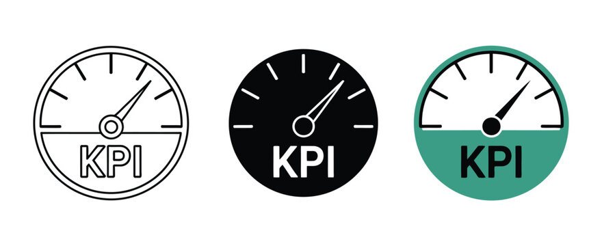 KPI dashboard gauge vector set, line art and flat design performance metrics indicators, business analytics measuring tools, infographic chart elements, UI interface components for professional data 