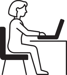 Fototapeta premium Woman Typing on Laptop Computer at Desk in Office Setting Focused Work